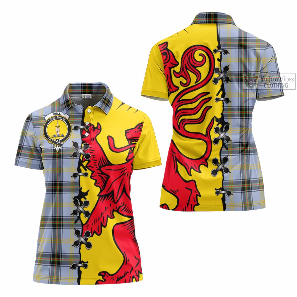 Bell Tartan Family Crest Women's Polo Shirt Lion Rampant Honor - Tartan Vibes Clothing