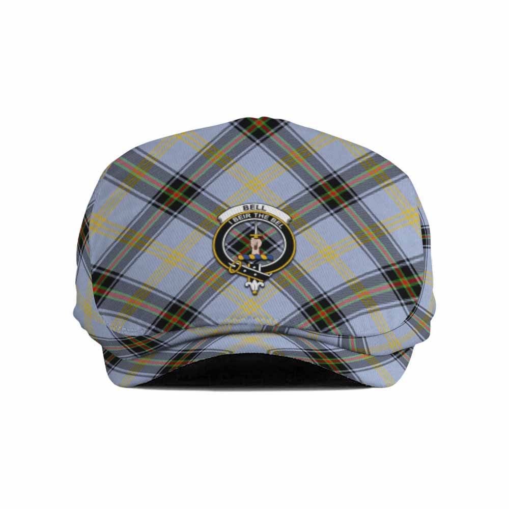 Bell Tartan Flat Cap, Jeff Cap Cross Style with Family Crest - Tartan Vibes Clothing