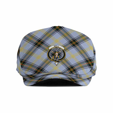 Bell Tartan Flat Cap, Jeff Cap Cross Style with Family Crest