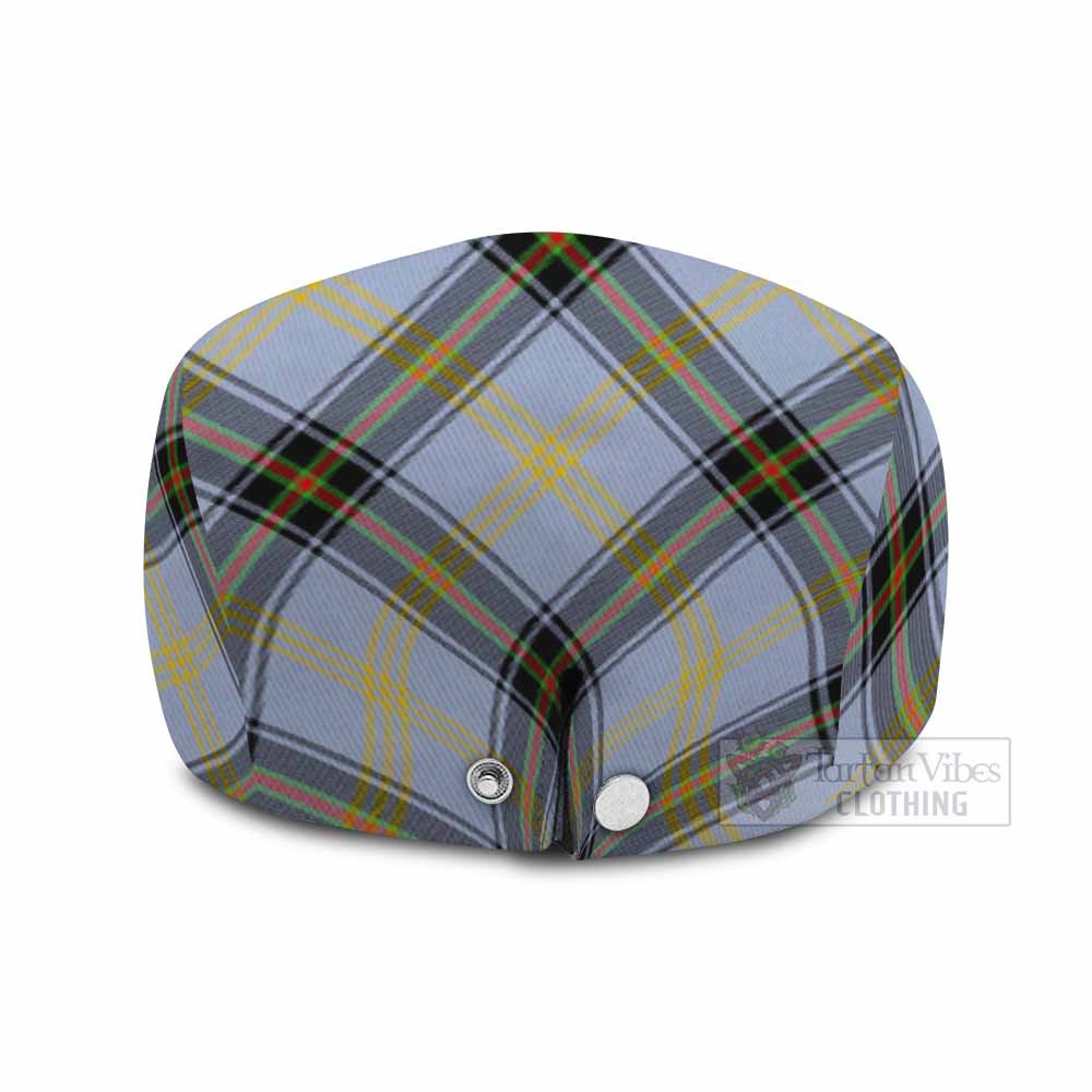 Bell Tartan Flat Cap, Jeff Cap Cross Style with Family Crest - Tartan Vibes Clothing