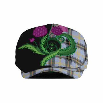 Bell Tartan Flat Cap, Jeff Cap Traditional Scottish Thistle