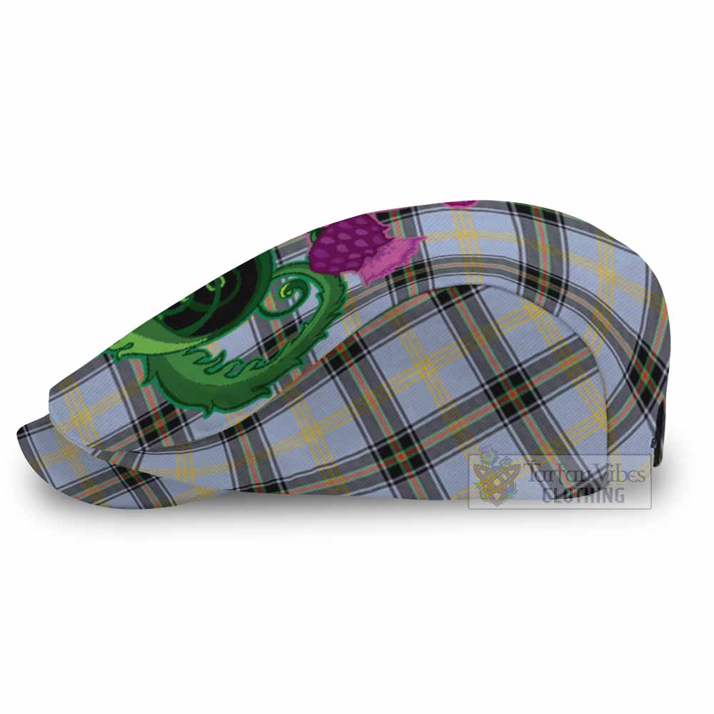 Bell Tartan Flat Cap, Jeff Cap Traditional Scottish Thistle