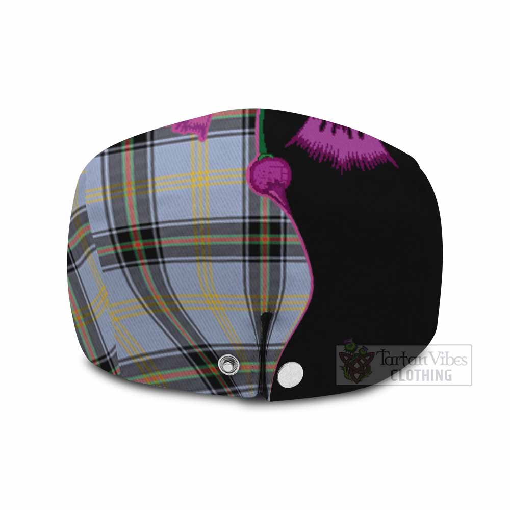 Bell Tartan Flat Cap, Jeff Cap Traditional Scottish Thistle