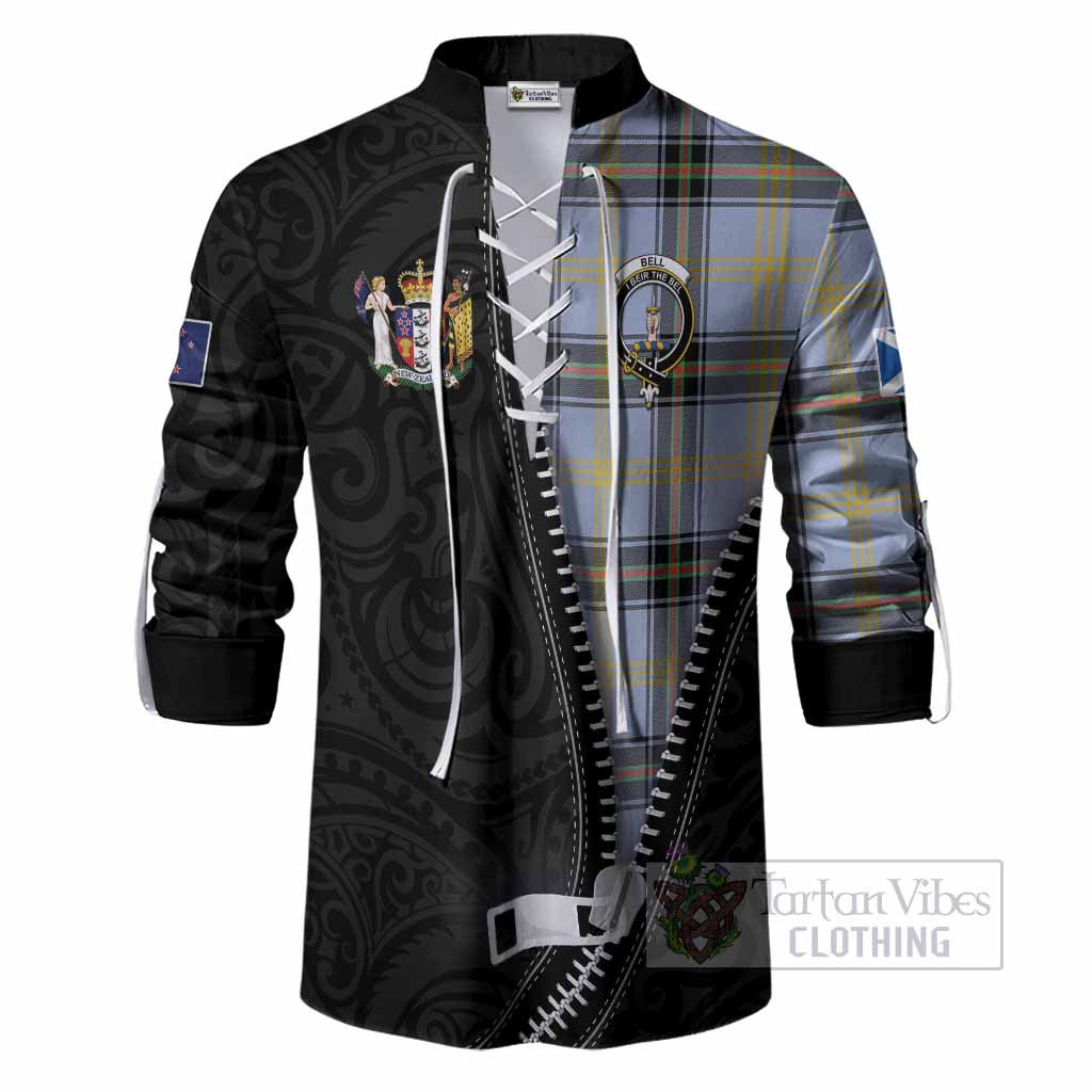 Bell Tartan Ghillie Shirt New Zealand Pattern Unique Zipper Stylized