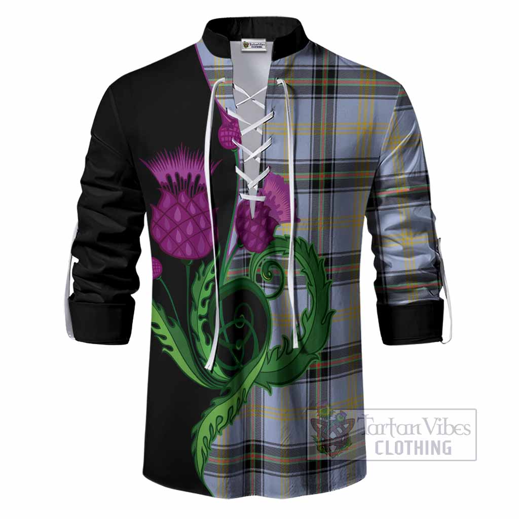 Bell Tartan Ghillie Shirt Traditional Scottish Thistle