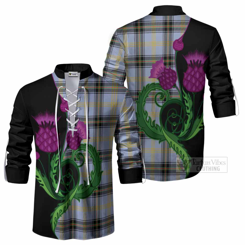 Bell Tartan Ghillie Shirt Traditional Scottish Thistle