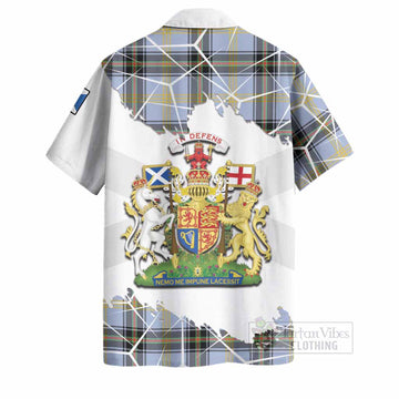 Bell Tartan Hawaiian Shirt with Family Crest and Lion Rampant Grunge Style