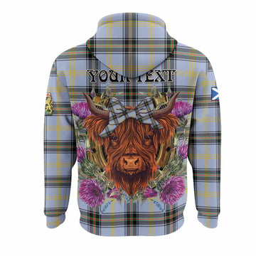 Bell Tartan Hoodie Scottish Thistle Heilan Coo