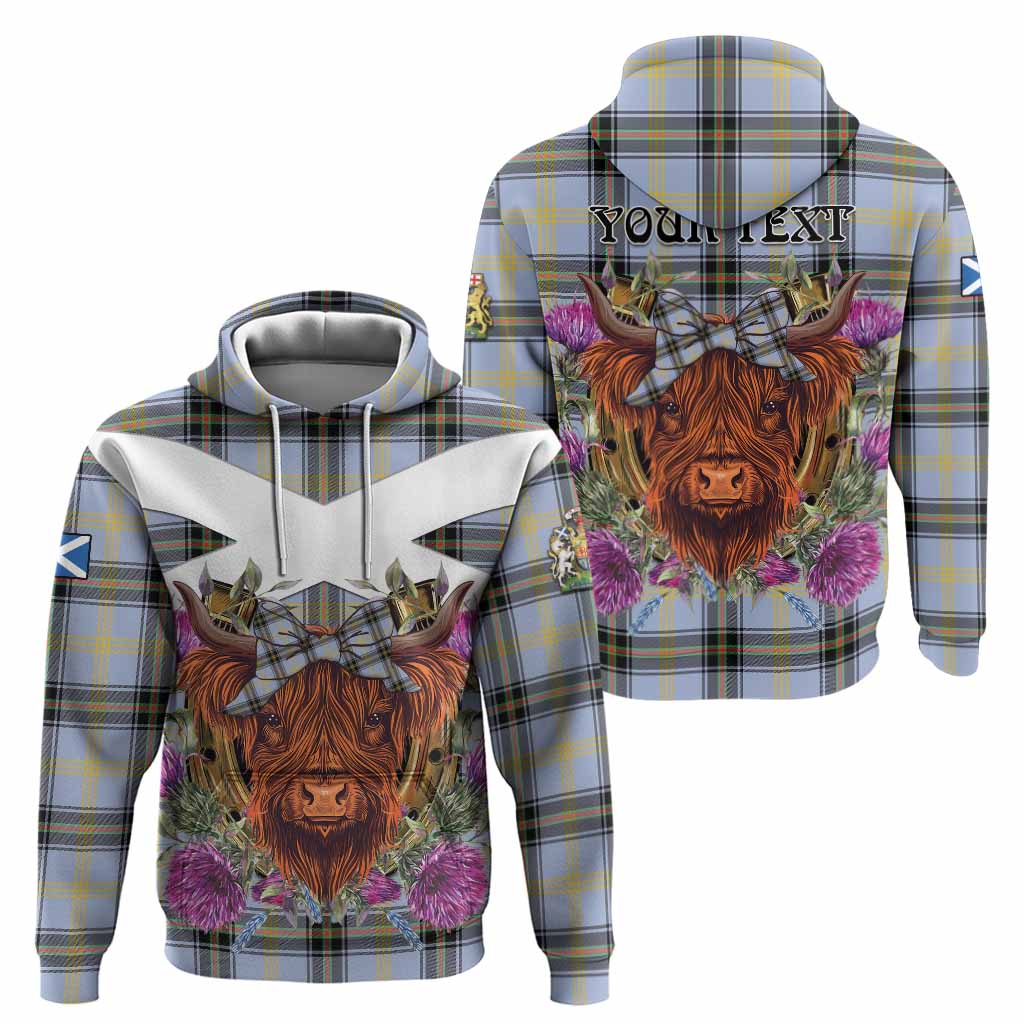 Bell Tartan Hoodie Scottish Thistle Heilan Coo