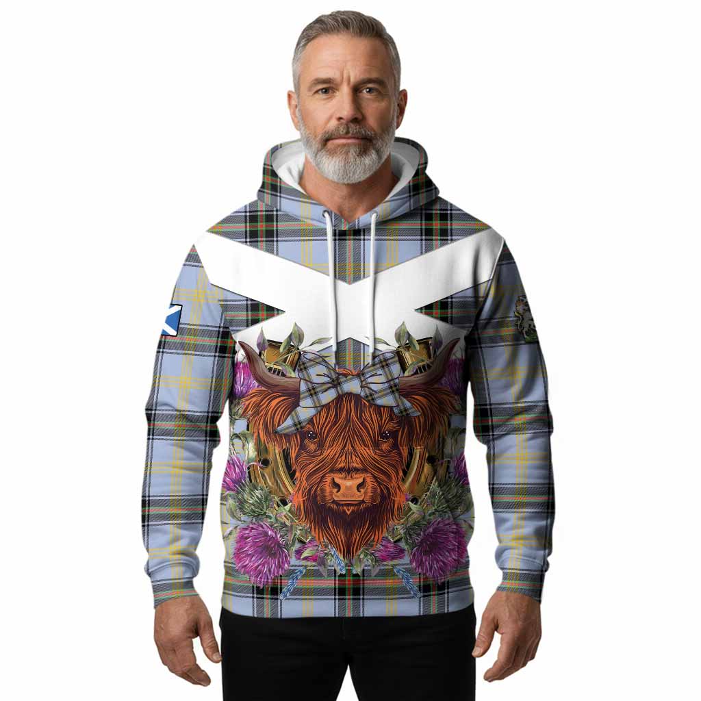 Bell Tartan Hoodie Scottish Thistle Heilan Coo