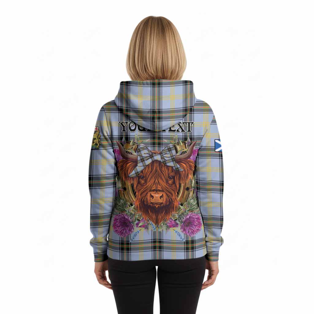 Bell Tartan Hoodie Scottish Thistle Heilan Coo