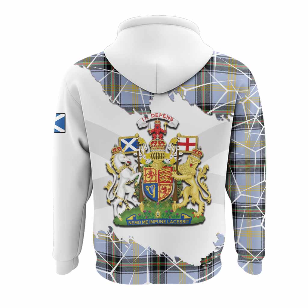 Bell Tartan Hoodie with Family Crest and Lion Rampant Grunge Style