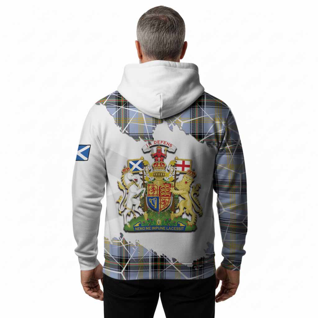 Bell Tartan Hoodie with Family Crest and Lion Rampant Grunge Style