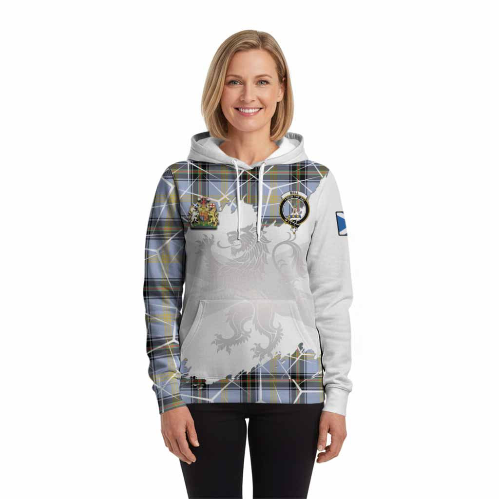 Bell Tartan Hoodie with Family Crest and Lion Rampant Grunge Style