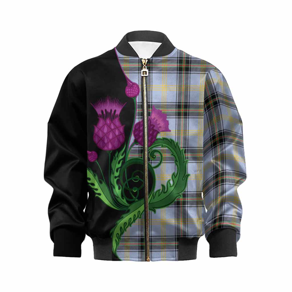 Bell Tartan Kid Bomber Jacket Traditional Scottish Thistle