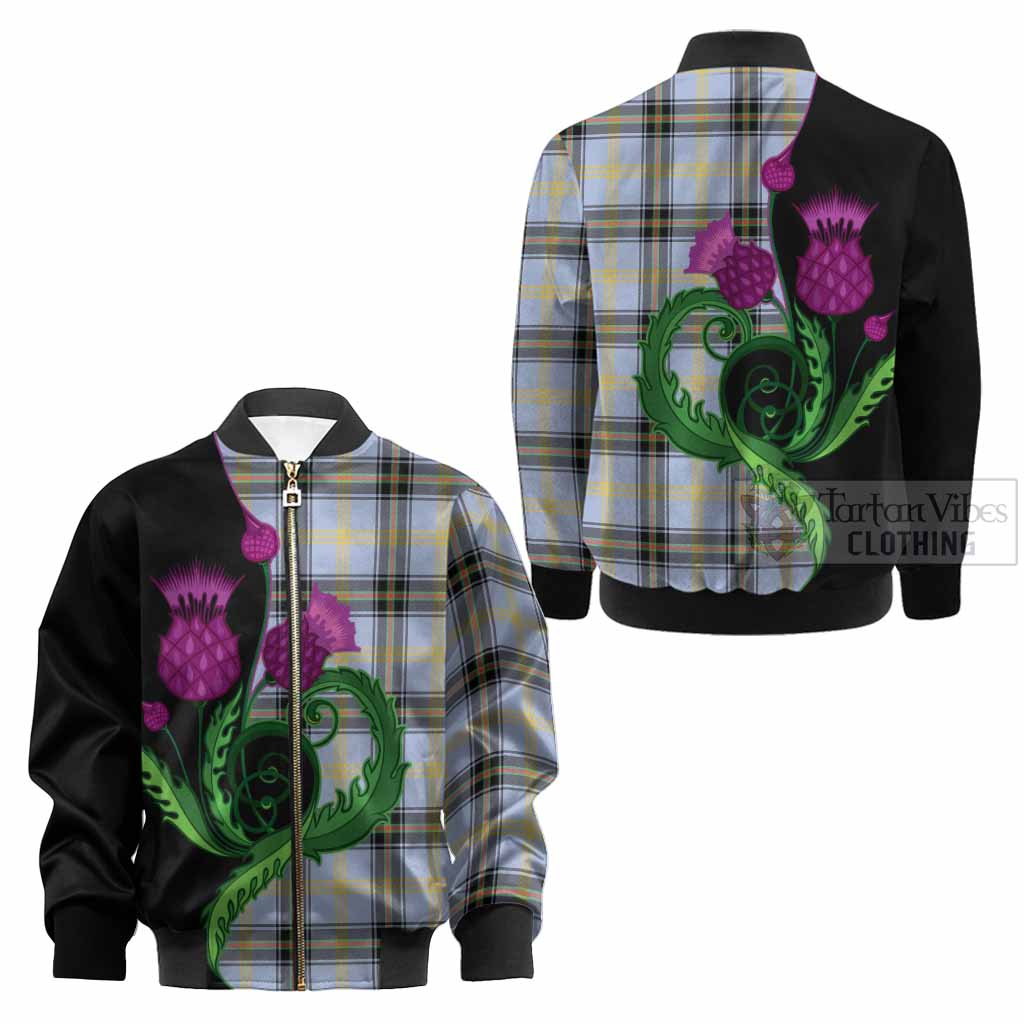 Bell Tartan Kid Bomber Jacket Traditional Scottish Thistle