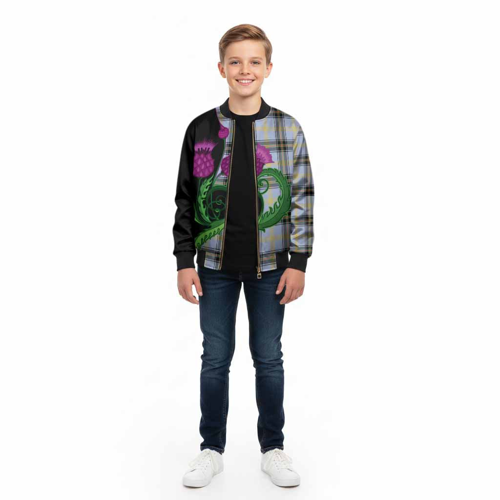 Bell Tartan Kid Bomber Jacket Traditional Scottish Thistle