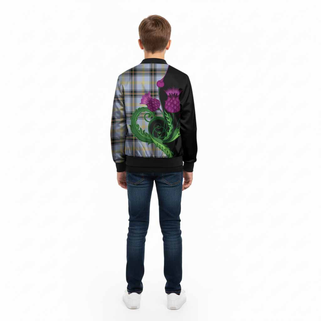 Bell Tartan Kid Bomber Jacket Traditional Scottish Thistle