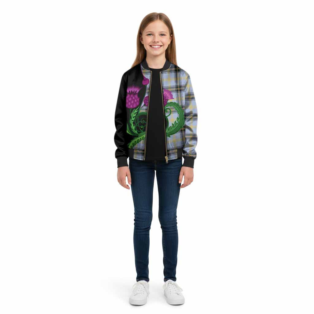 Bell Tartan Kid Bomber Jacket Traditional Scottish Thistle