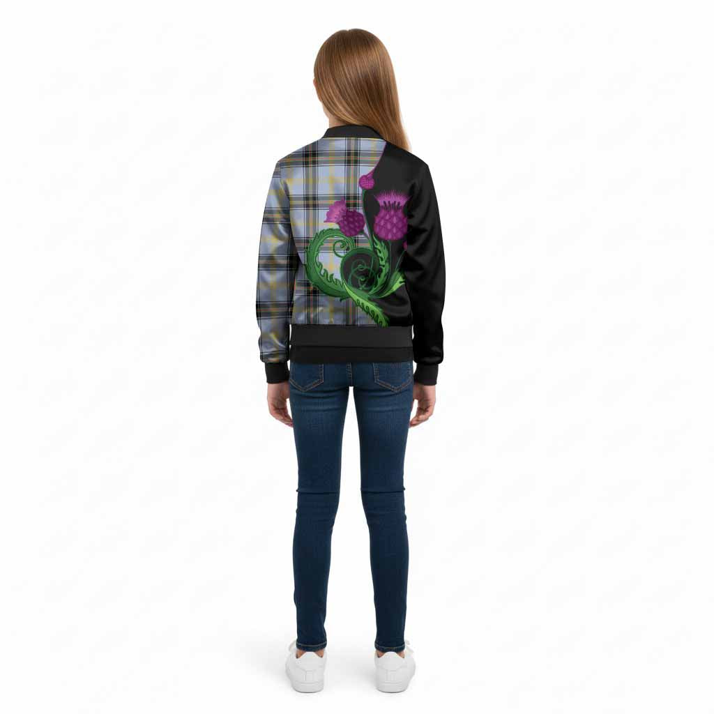 Bell Tartan Kid Bomber Jacket Traditional Scottish Thistle