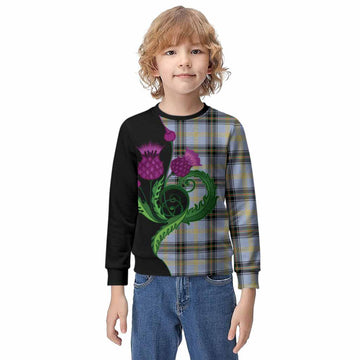 Bell Tartan Kid Knitted Sweatshirt Traditional Scottish Thistle