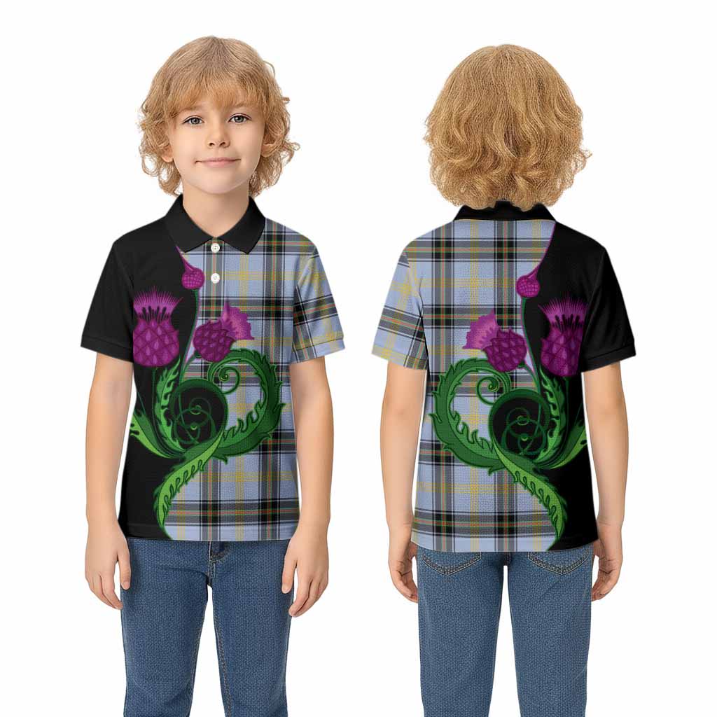 Bell Tartan Kid Polo Shirt Traditional Scottish Thistle