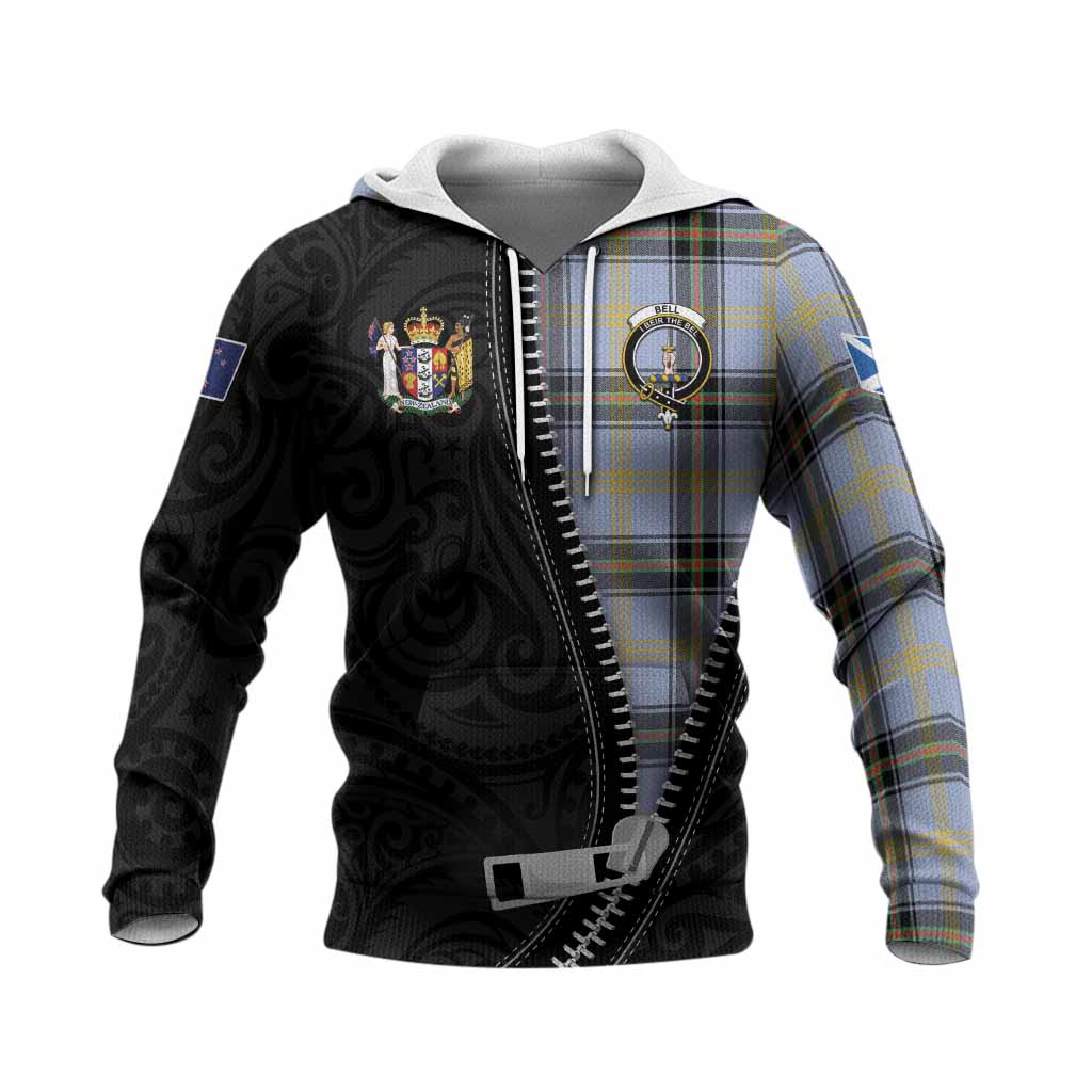 Bell Tartan Knitted Hoodie New Zealand Pattern Unique Zipper Stylized