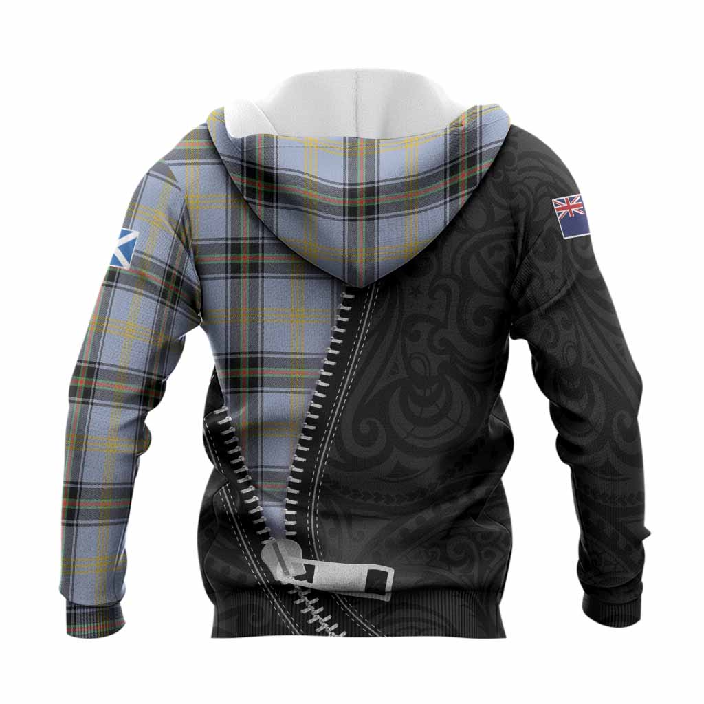 Bell Tartan Knitted Hoodie New Zealand Pattern Unique Zipper Stylized
