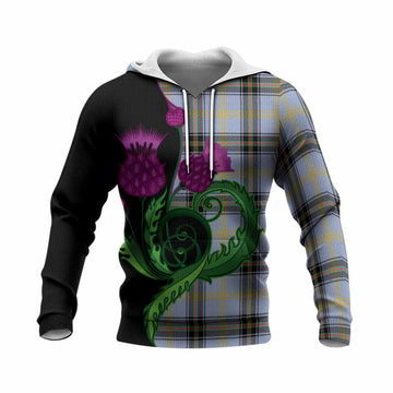 Bell Tartan Knitted Hoodie Traditional Scottish Thistle