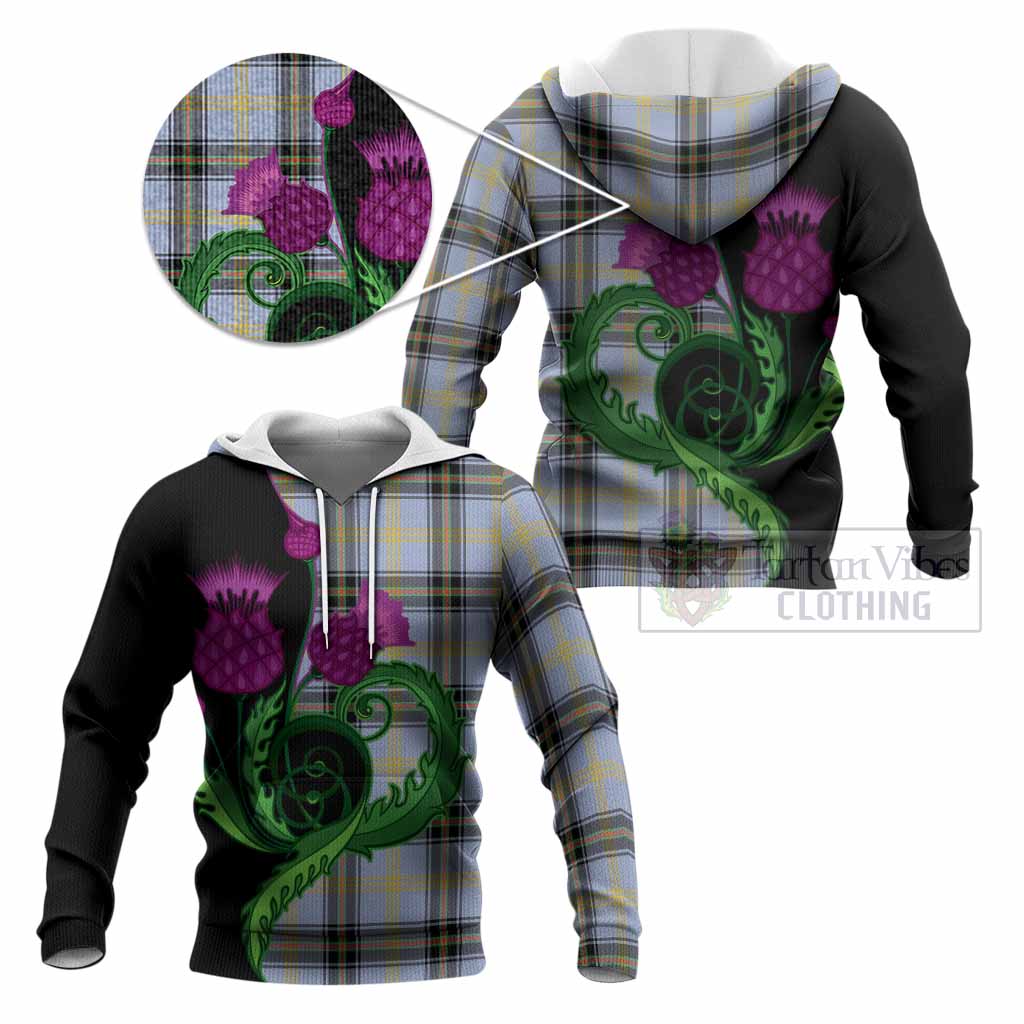 Bell Tartan Knitted Hoodie Traditional Scottish Thistle