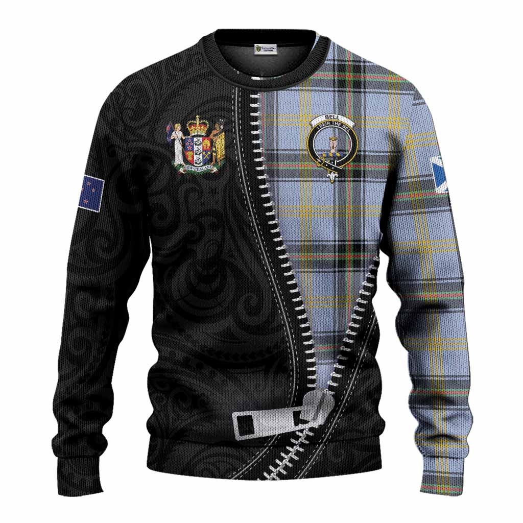 Bell Tartan Knitted Sweater New Zealand Pattern Unique Zipper Stylized