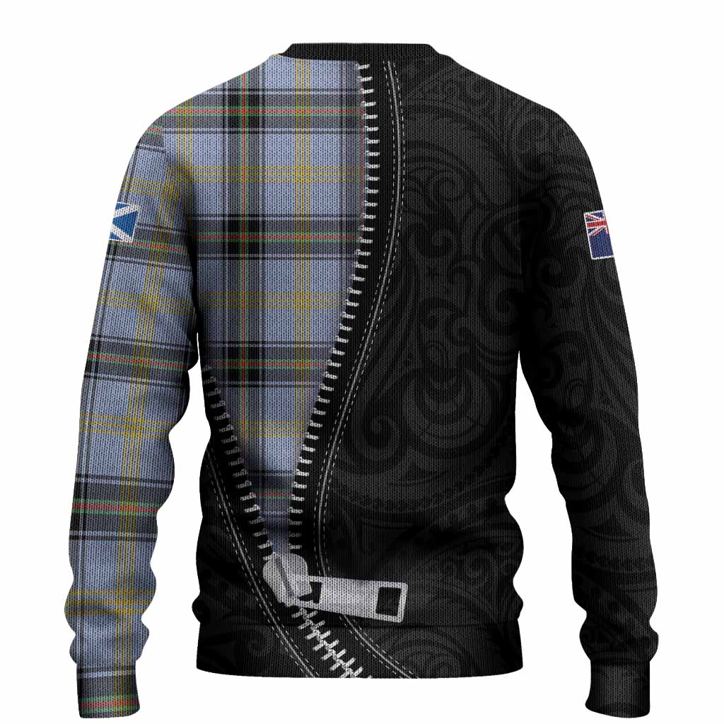 Bell Tartan Knitted Sweater New Zealand Pattern Unique Zipper Stylized