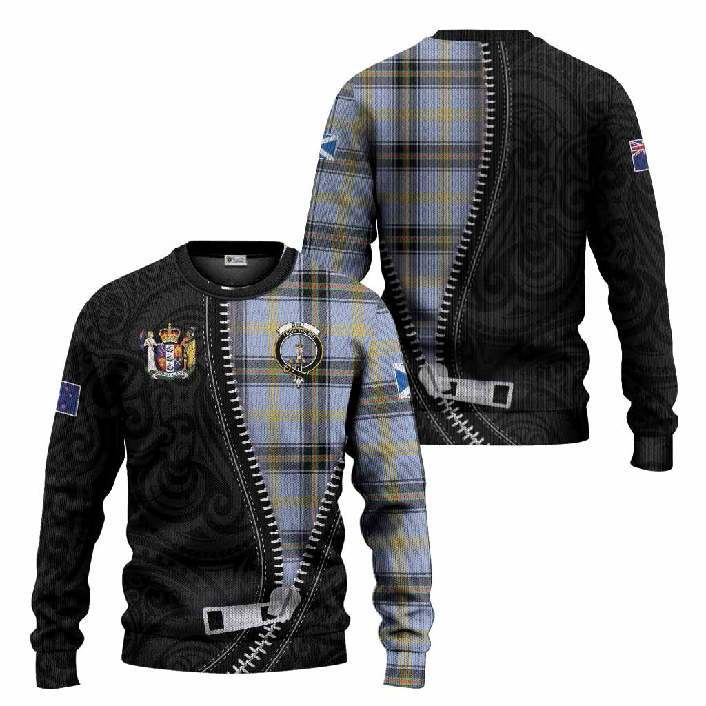 Bell Tartan Knitted Sweater New Zealand Pattern Unique Zipper Stylized