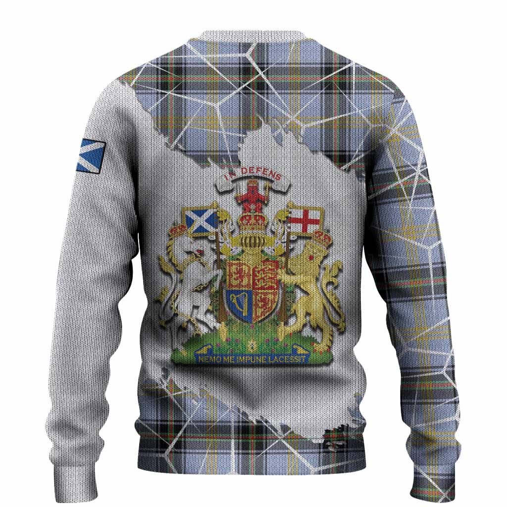 Bell Tartan Knitted Sweater with Family Crest and Lion Rampant Grunge Style