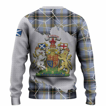 Bell Tartan Knitted Sweater with Family Crest and Lion Rampant Grunge Style