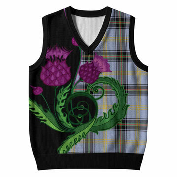 Bell Tartan Knitted V-Neck Vest Traditional Scottish Thistle