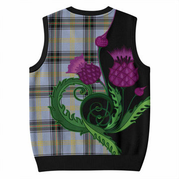 Bell Tartan Knitted V-Neck Vest Traditional Scottish Thistle