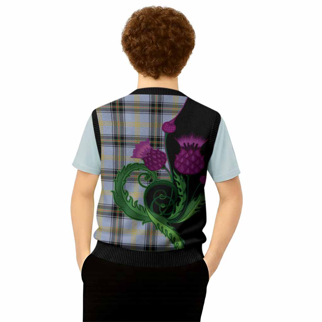 Bell Tartan Knitted V-Neck Vest Traditional Scottish Thistle