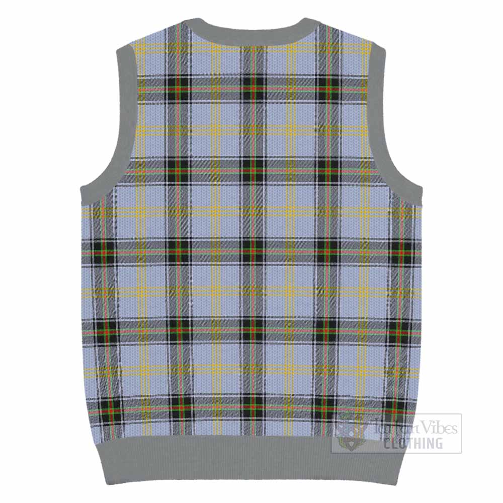 Bell Tartan Knitted V-Neck Vest with Family Crest - Tartan Vibes Clothing
