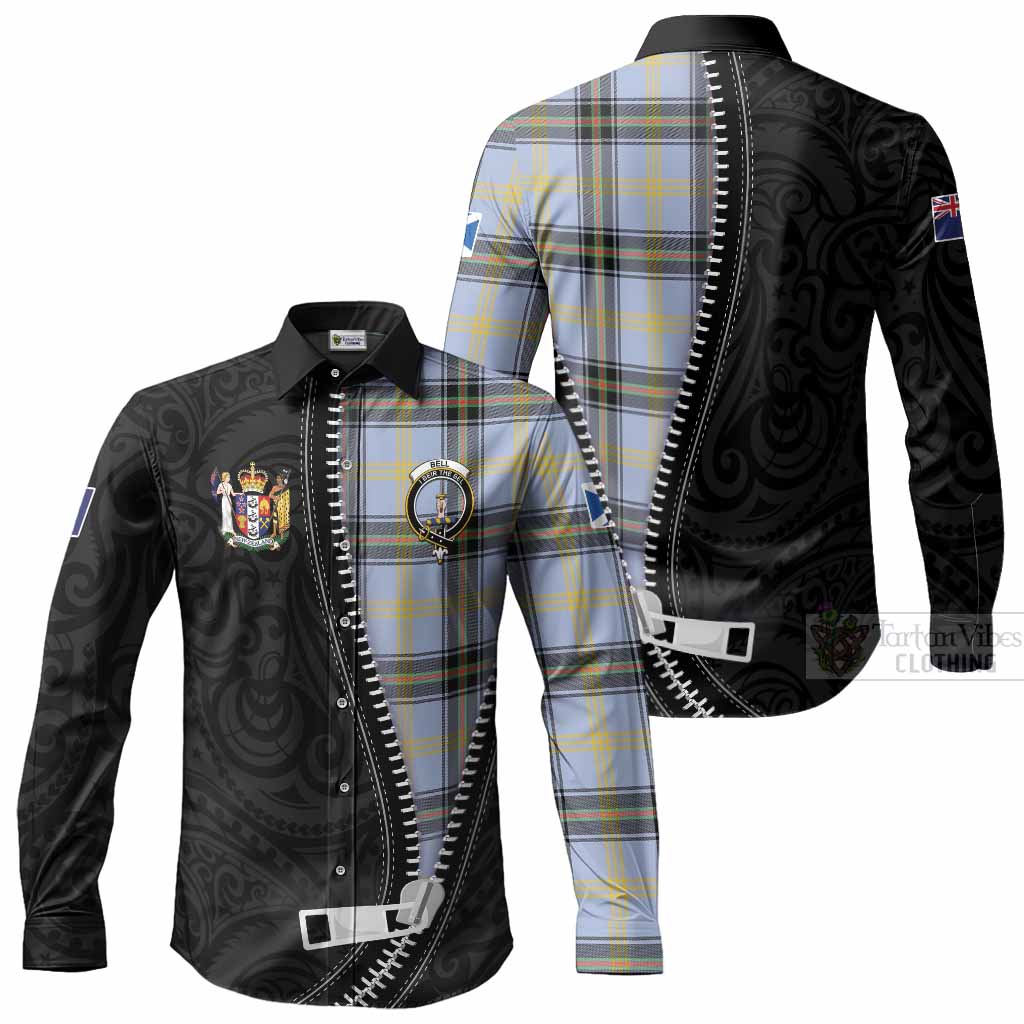 Bell Tartan Long Sleeve Button Shirts New Zealand Pattern Unique Zipper Stylized