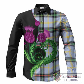 Bell Tartan Long Sleeve Button Shirts Traditional Scottish Thistle