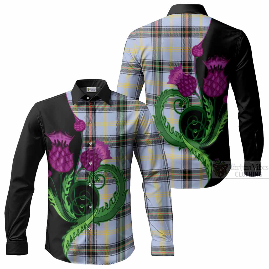Bell Tartan Long Sleeve Button Shirts Traditional Scottish Thistle