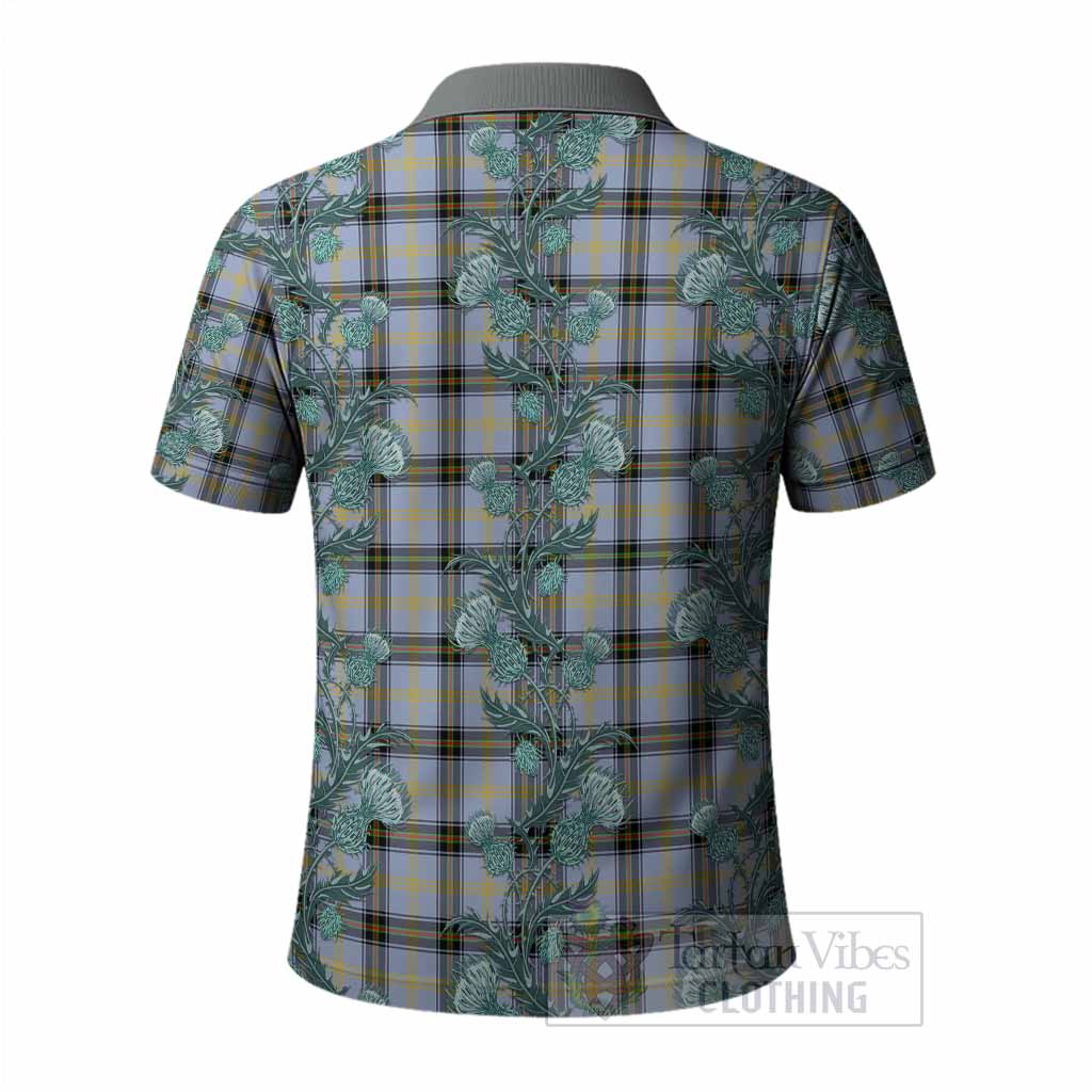 Bell Tartan Polo Shirt Seamless Scottish Thistle Flowers