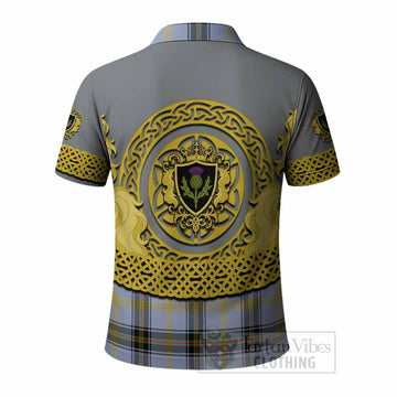 Bell Tartan Polo Shirt Unicorn Celtic Knot And Thistle Emblem