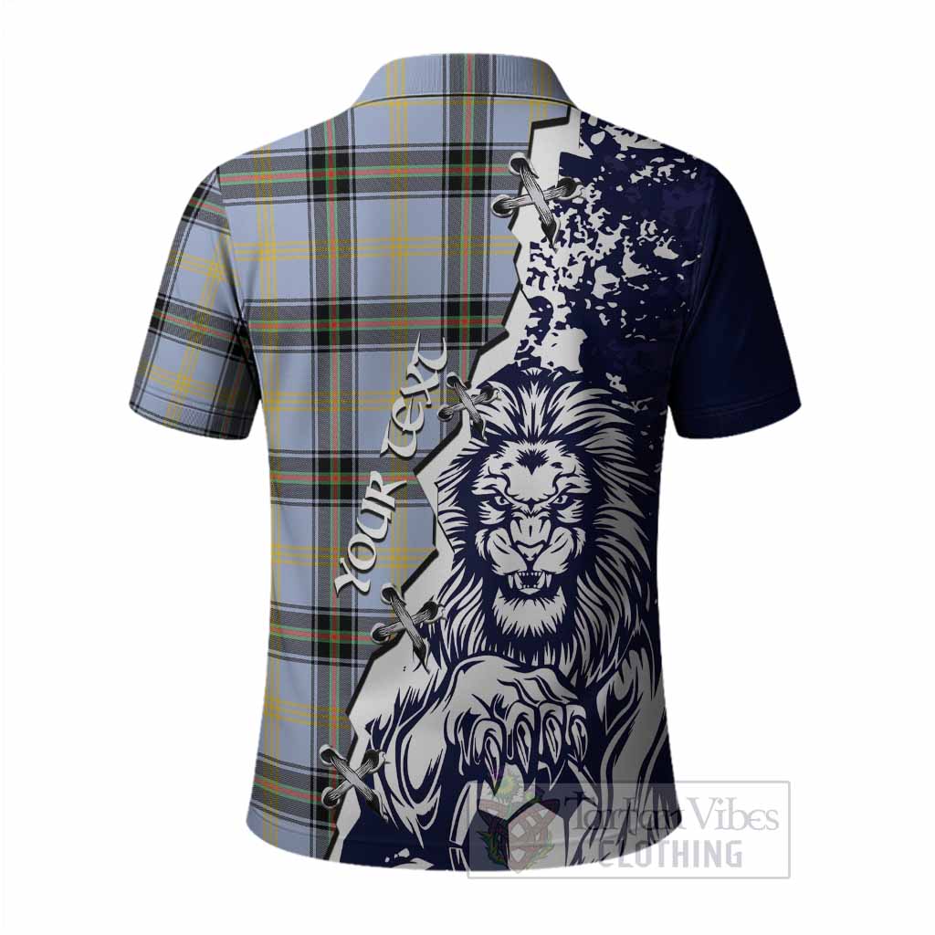 Bell Tartan Scottish Polo Shirt Angry Lion With Soccer Ball Style