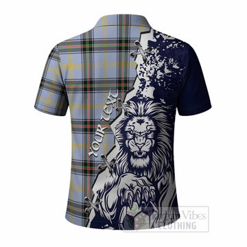 Bell Tartan Scottish Polo Shirt Angry Lion With Soccer Ball Style