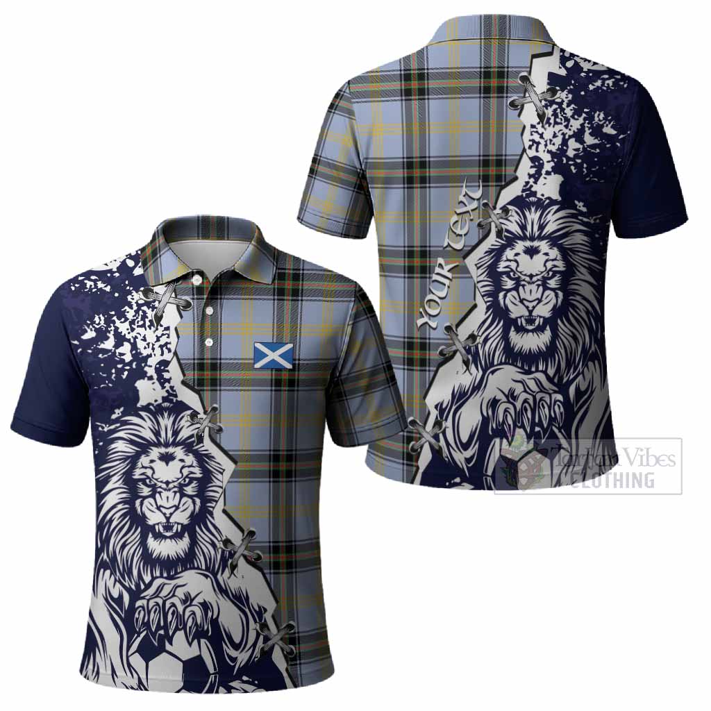 Bell Tartan Scottish Polo Shirt Angry Lion With Soccer Ball Style