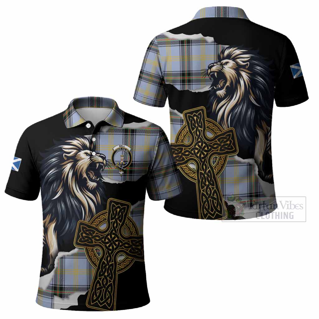 Bell Tartan Scottish Polo Shirt Lion Celtic Heritage