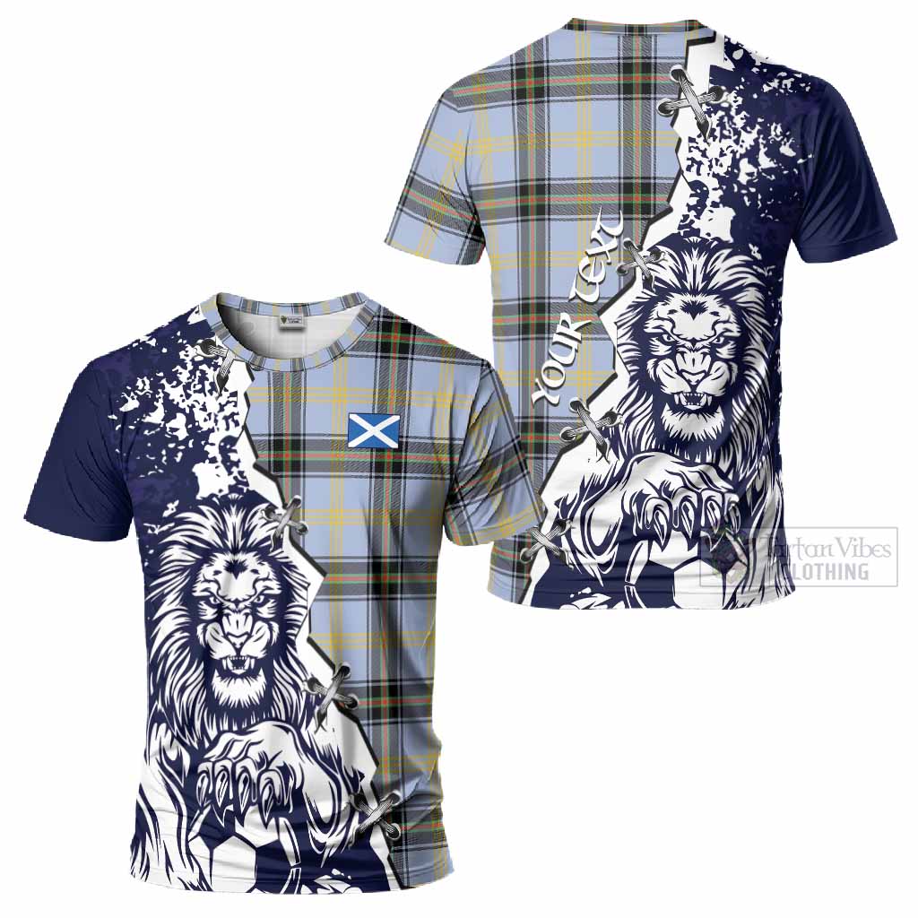 Bell Tartan Scottish T-Shirt Angry Lion With Soccer Ball Style