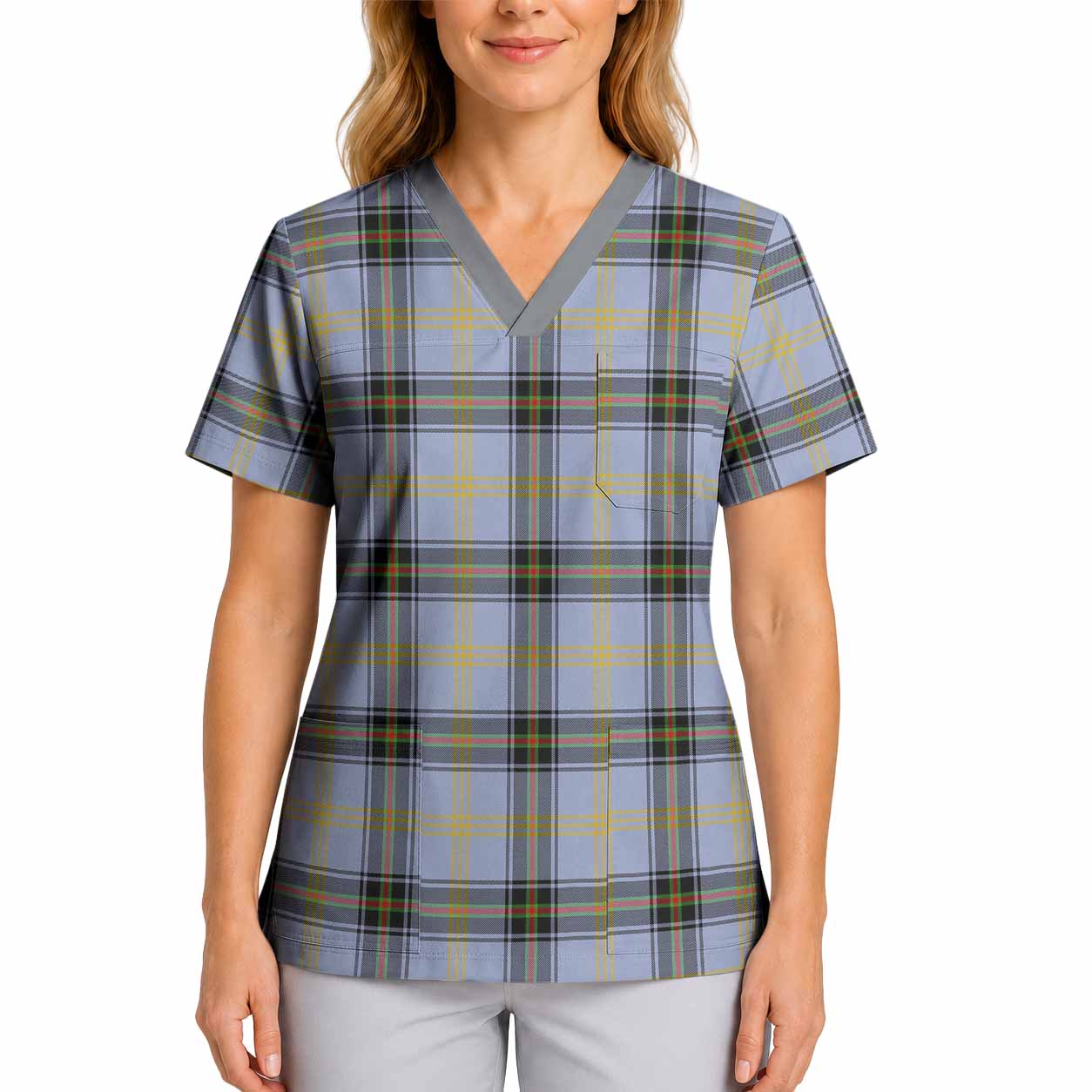 Bell Tartan Scrub Top 4XL - Tartan Vibes Clothing